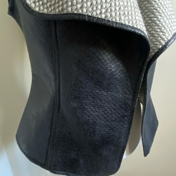 RW& Co. Dk.Brown Faux Leather Wool Blend Textured Career Office Vest- Sz-S - Picture 7 of 15